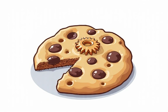 Ilustración de una cookie de funcionalidad, mostrando engranajes o un cerebro, representando personalización y memoria del sitio.